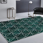 Creative geometric pattern rug Green Modern rug Polyester Washable Non-slip backing Rug for living room