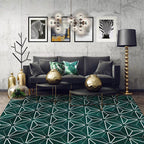 Creative geometric pattern rug Green Modern rug Polyester Washable Non-slip backing Rug for living room