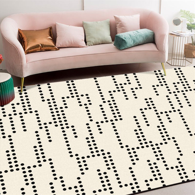 Unique dotted line pattern rug Beige Modern rug Polyester Washable Non-slip backing Rug for the living room