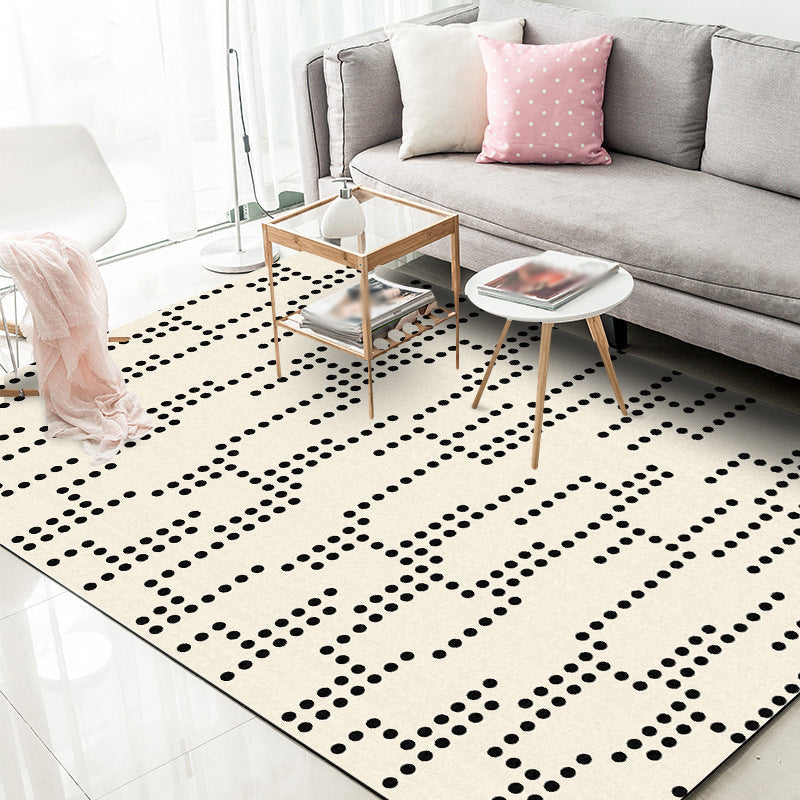 Unique dotted line pattern rug Beige Modern rug Polyester Washable Non-slip backing Rug for the living room