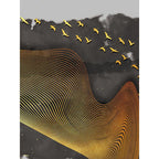 Creative Swirl Lines Carpet Black and Gold Novelty Carpet Polyester Washable Non-Slip Backing Carpet for Living Room