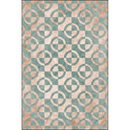 Green and pink novelty rug polyester geometric print rug washable non-slip backing rug for the living room