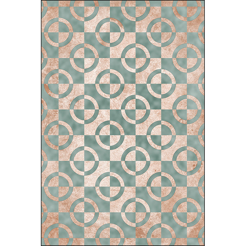 Green and pink novelty rug polyester geometric print rug washable non-slip backing rug for the living room