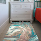 Green novelty carpet polyester watercolor pattern carpet washable non-slip backing rug for the living room