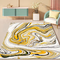 Yellow and white contemporary rug polyester swirl lines watercolor print rug washable non-slip backing rug for living room