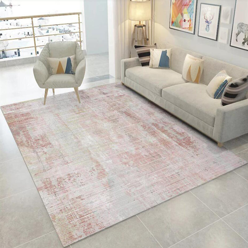 Modern Abstract Rug Light Pink Polyester Rug Washable Non-Slip Back Rug for Bedroom