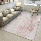 Modern Abstract Rug Light Pink Polyester Rug Washable Non-Slip Back Rug for Bedroom