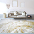 Modern watercolor pattern rug gold and white polyester rug washable non-slip backing rug for the bedroom