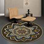 Dark brown Moroccan rug flannel floral pattern rug washable non-slip backing rug for the living room