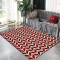 Simple Chevron Print Rug Red Polyester Rug Machine Washable Non-Slip Back Rug for Bedroom