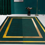 Green casual rug polyester geometric pattern rug machine washable non-slip backing rug for the living room