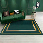 Green casual rug polyester geometric pattern rug machine washable non-slip backing rug for the living room