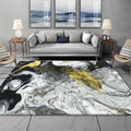 Modern Living Room Rug in White and Black Abstract Paint Pattern Rug Polyester Washable Rug