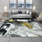 Modern Living Room Rug in White and Black Abstract Paint Pattern Rug Polyester Washable Rug