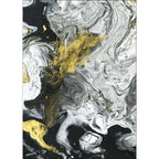 Modern Living Room Rug in White and Black Abstract Paint Pattern Rug Polyester Washable Rug
