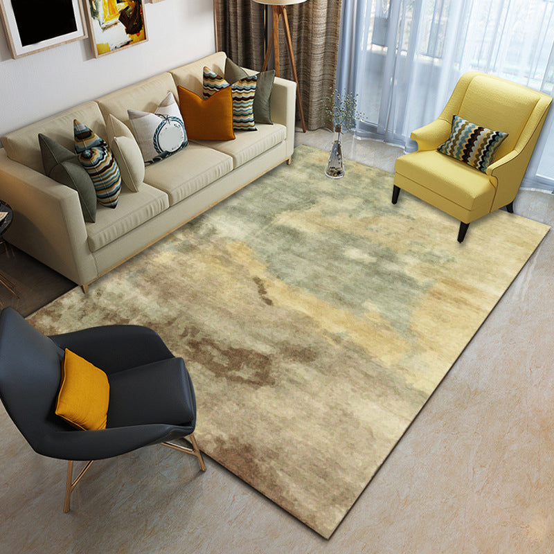 Yellow Casual Carpet Polyester Abstract Carpet Washable Carpet for the Bedroom