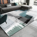 Blue and Gray Modern Rug Polyester Brush Stroke Painting Print Rug Washable Non-Slip Underlay Rug for the Living Room