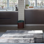 Industry Brushstroke Painting Pattern Rug Gray Polyester Rug Washable Non-Slip Mat Rug for Bedroom