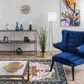 Moroccan Living Room Wallpaper Multicolored Medallion Leaf Flower Pattern Carpet Polyester Non-Slip Flooring