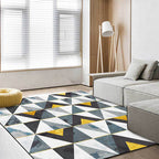 Blue and White Novelty Carpet Polyester Geometric Printed Carpet Washable Non-Slip Back Carpet for Living Room