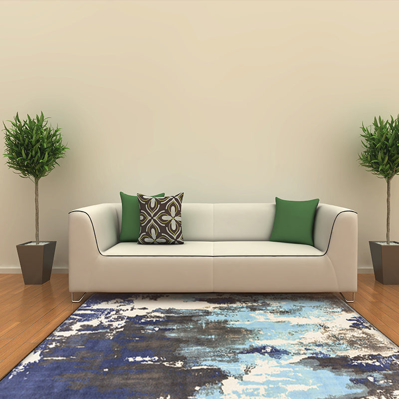 Simply Modern Rug Multicolor Abstract Oil Painting Print Area Rug Polyester Washable Rug for Living Room
