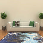 Simply Modern Rug Multicolor Abstract Oil Painting Print Area Rug Polyester Washable Rug for Living Room