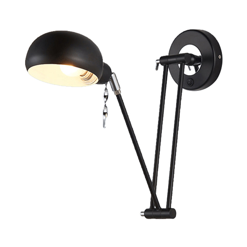 Bowl Living Room Wall Light with Swivel Arm Industrial Retro Metallic 1 Light Black Reading Wall Light