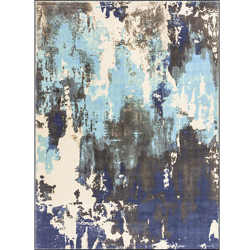 Simply Modern Rug Multicolor Abstract Oil Painting Print Area Rug Polyester Washable Rug for Living Room