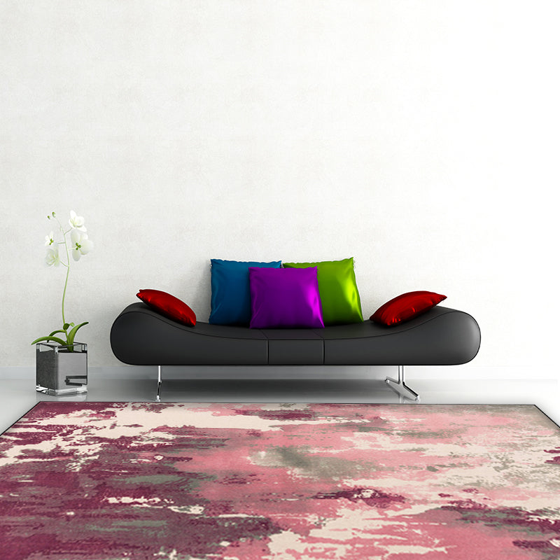 Simply Modern Rug Multicolor Abstract Oil Painting Print Area Rug Polyester Washable Rug for Living Room