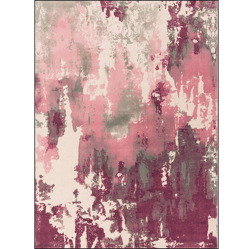 Simply Modern Rug Multicolor Abstract Oil Painting Print Area Rug Polyester Washable Rug for Living Room