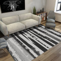 Creative striped patterned rug black and gray simple rug polyester machine washable rug for the living room