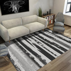 Creative striped patterned rug black and gray simple rug polyester machine washable rug for the living room