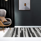 Creative striped patterned rug black and gray simple rug polyester machine washable rug for the living room