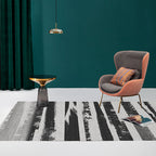 Creative striped patterned rug black and gray simple rug polyester machine washable rug for the living room