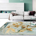 Casual watercolor pattern rug gold and light green polyester rug washable non-slip back living room rug for bedroom