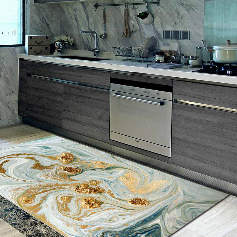 Casual watercolor pattern rug gold and light green polyester rug washable non-slip back living room rug for bedroom