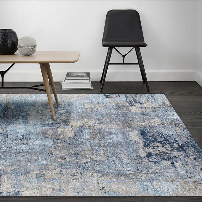 Funky Abstract Carpet Blue and Grey Simple Carpet Polyester Washable Non-Slip Back Carpet for the Living Room