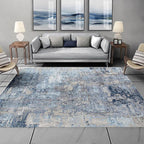 Funky Abstract Carpet Blue and Grey Simple Carpet Polyester Washable Non-Slip Back Carpet for the Living Room