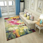Green and Red Contemporary Carpet Polyester Oil Painting Print Carpet Washable Non-Slip Back Carpet for Living Room