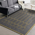 Modern living room rug in gray geometric rectangular printed rug polyester washable non-slip backing rug for the area