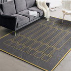 Modern living room rug in gray geometric rectangular printed rug polyester washable non-slip backing rug for the area