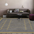 Modern living room rug in gray geometric rectangular printed rug polyester washable non-slip backing rug for the area