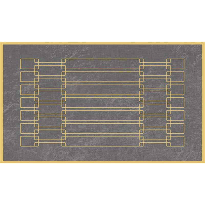 Modern living room rug in gray geometric rectangular printed rug polyester washable non-slip backing rug for the area
