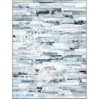 Creative Brush Stroke Pattern Rug White and Blue Leisure Rug Polyester Washable Non-Slip Back Rug for Living Room
