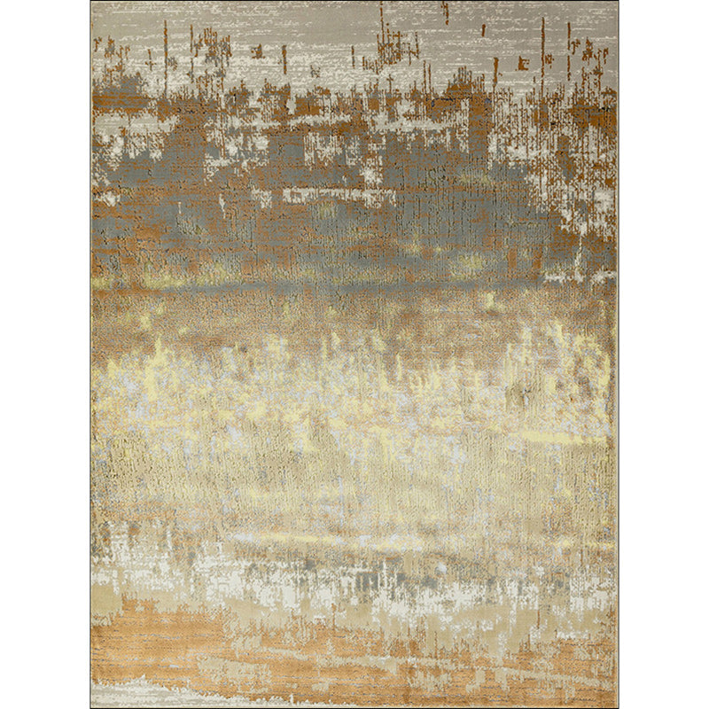 Yellow casual rug polyester abstract rug washable non-slip backing rug for living room