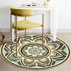Unique flower pattern carpet green and yellow Mediterranean carpet flannel non-slip bottom washable carpet for living room