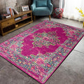 Purple Bedroom Rug Moroccan Medallion Floral Pattern Rug Polyester Washable Non-Slip Back Rug
