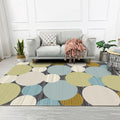 Gray and Yellow Nordic Rug Polyester Circles Pattern Rug Washable Non-Slip Back Rug for Living Room