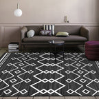 Modern geometric rug dark gray polyester rug machine washable non-slip backing rug for the bedroom