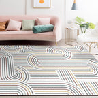 Light gray modern carpet polyester striped pattern washable non-slip backing carpet for living room
